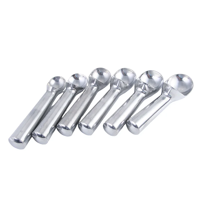 Polished aluminum ice cream scoop set in graduated sizes by LeeYuen