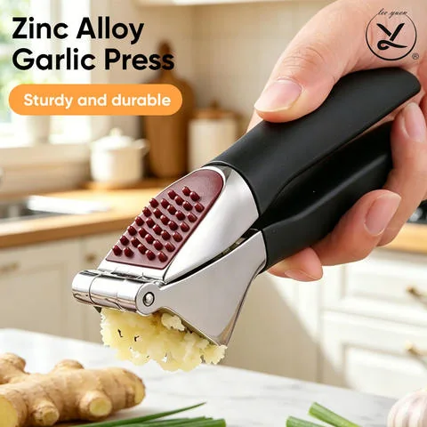 Heavy-Duty Zinc Alloy Garlic Press
